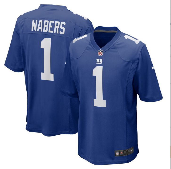 Men New York Giants #1 Malik Nabers 2024 blue Draft First Round Pick Player Game Jersey->ncaa teams->NCAA Jersey